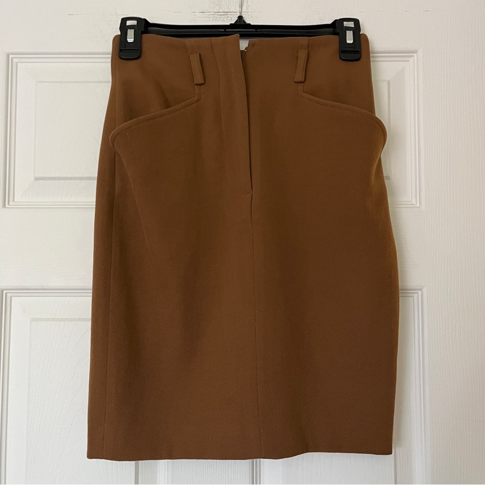 100% Wool Mini Skirt, Size 2 – Belt-loops, Front Zip, Structured Waist, FLAWS